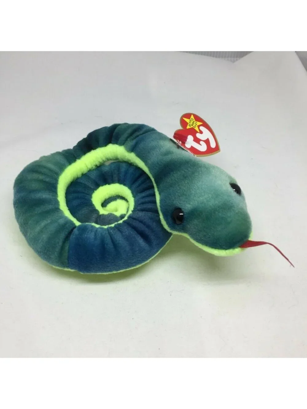 Ty Beanie Baby Hissy Snake Green Plush Stuffed Animal Retired W Tag April 4 1997